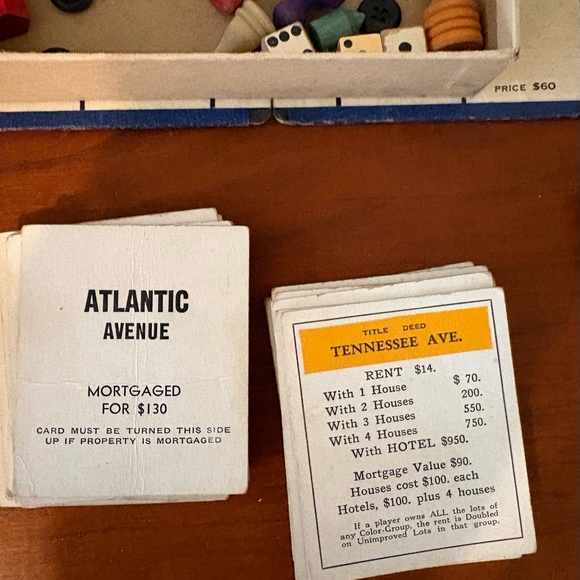 Vintage Monopoly Board Game Parker Brothers 1935 Wooden Pieces Blue Box - Picture 4 of 7